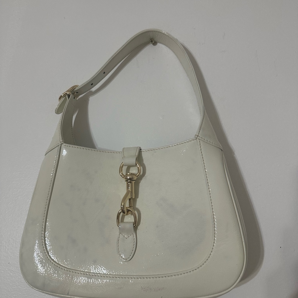 Elegant Gucci Jackie Vintage White Leather Shoulder Bag